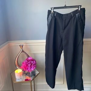 BANANA REPUBLIC Black Trousers with Faux Leather Details Size 6